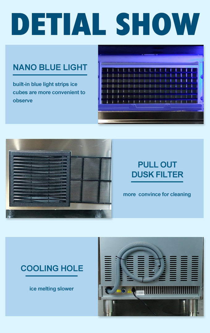 100KG 배럴 제빙기 R404a 상업적인 아이스 큐브 기계 공기 냉각 5